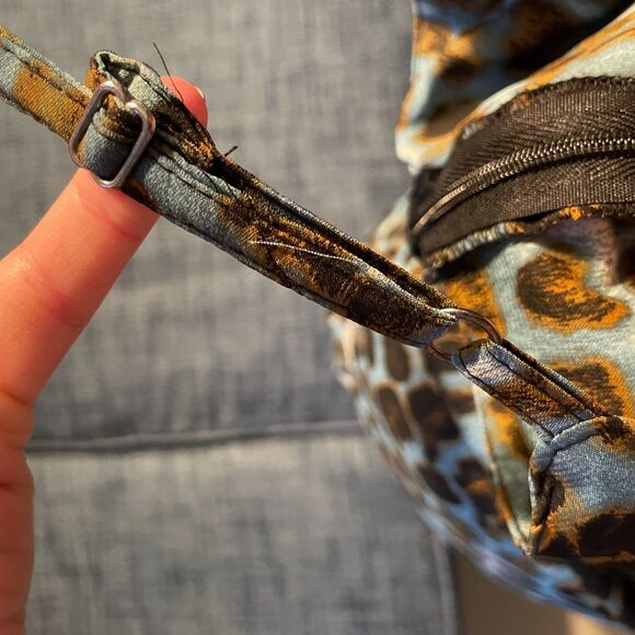 Raga Leopard Sleeveless Adjustable Loose Jumpsuit Blue Brown Small - Picture 8 of 10